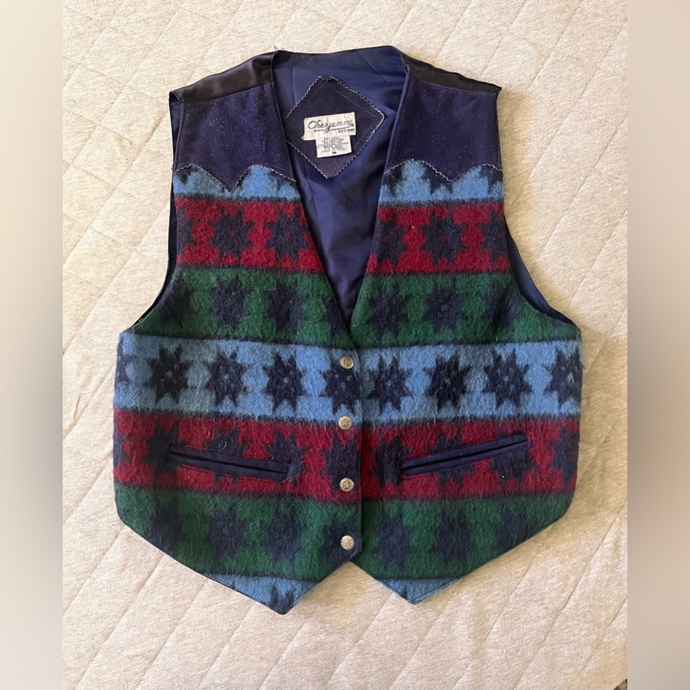 Cheyenne 80s Medium Wool Southwest Aztec Vest